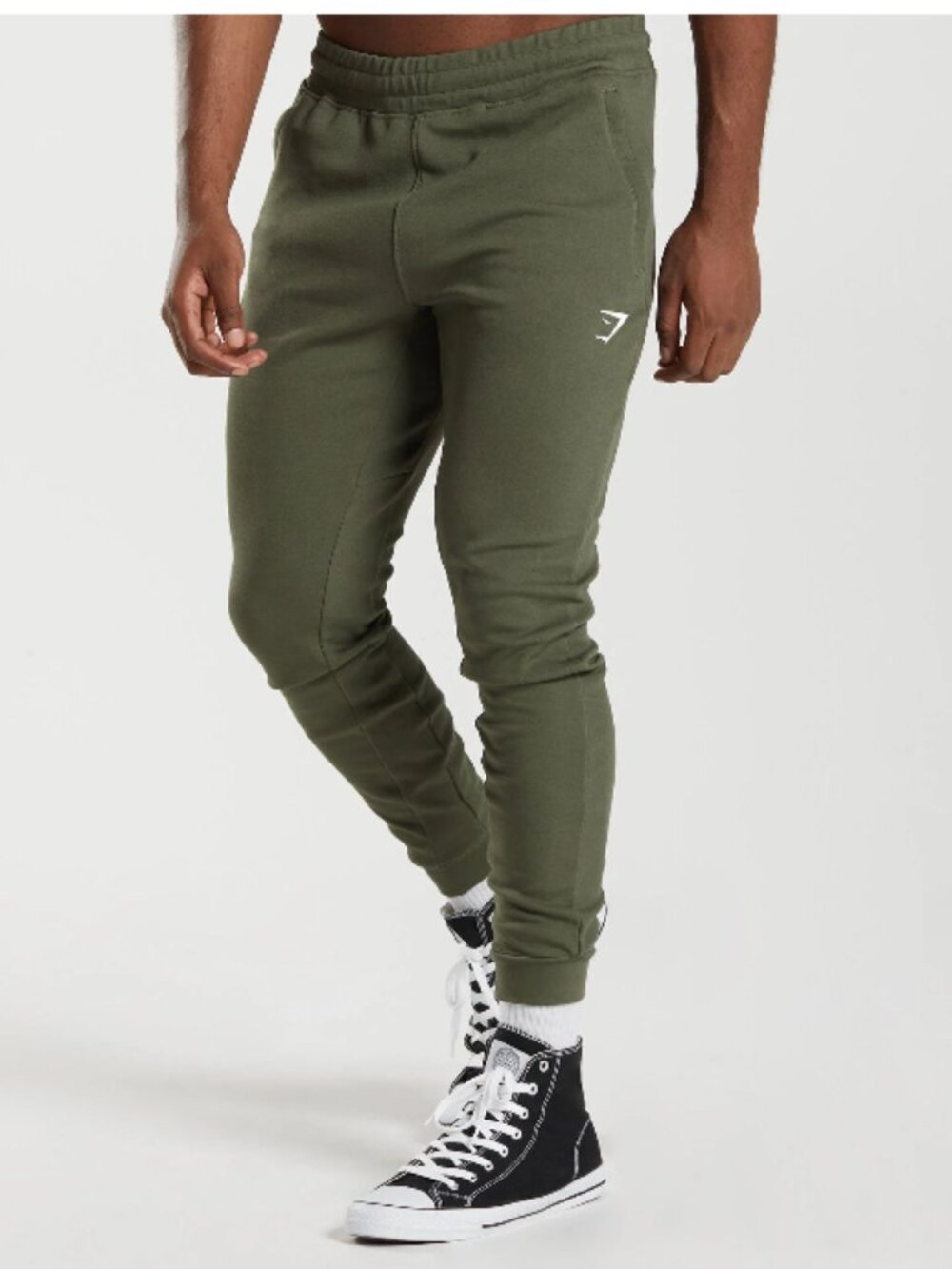 Gymshark Men's React Jogger Dark Olive Green Joggers Size S Slim Fit Zip Pockets